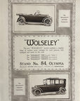 1919 Wolseley Twenty Landaulette UK Automobile Print Ad - Olympia Exhibition