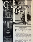 1904 Erie Railroad Print Ad Fishing Chautaugua Lake BRIEFLY NY Water Fountain