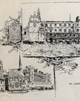 1893 St. Germain-En-Laye Building Antique Magazine Wood Engraving