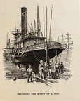 1892 Repairing The Screw Of A Tug Antique Wood Engraving