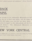 1904 New York Central Railroad Print Ad Railway Travel Ad Adirondack Mountains