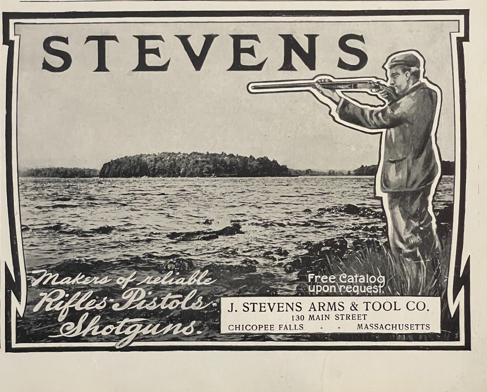 1903 Stevens Rifles Pistols Shotguns Antique Print Ad  J Stevens Arms & Tools MA