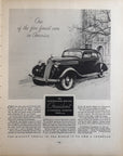 1935 Studebaker President Original Print Ad Hood Ornament Art Sounth Bend IN