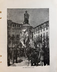1892 The Camoens Statue At Lisbon Antique Wood Engraving
