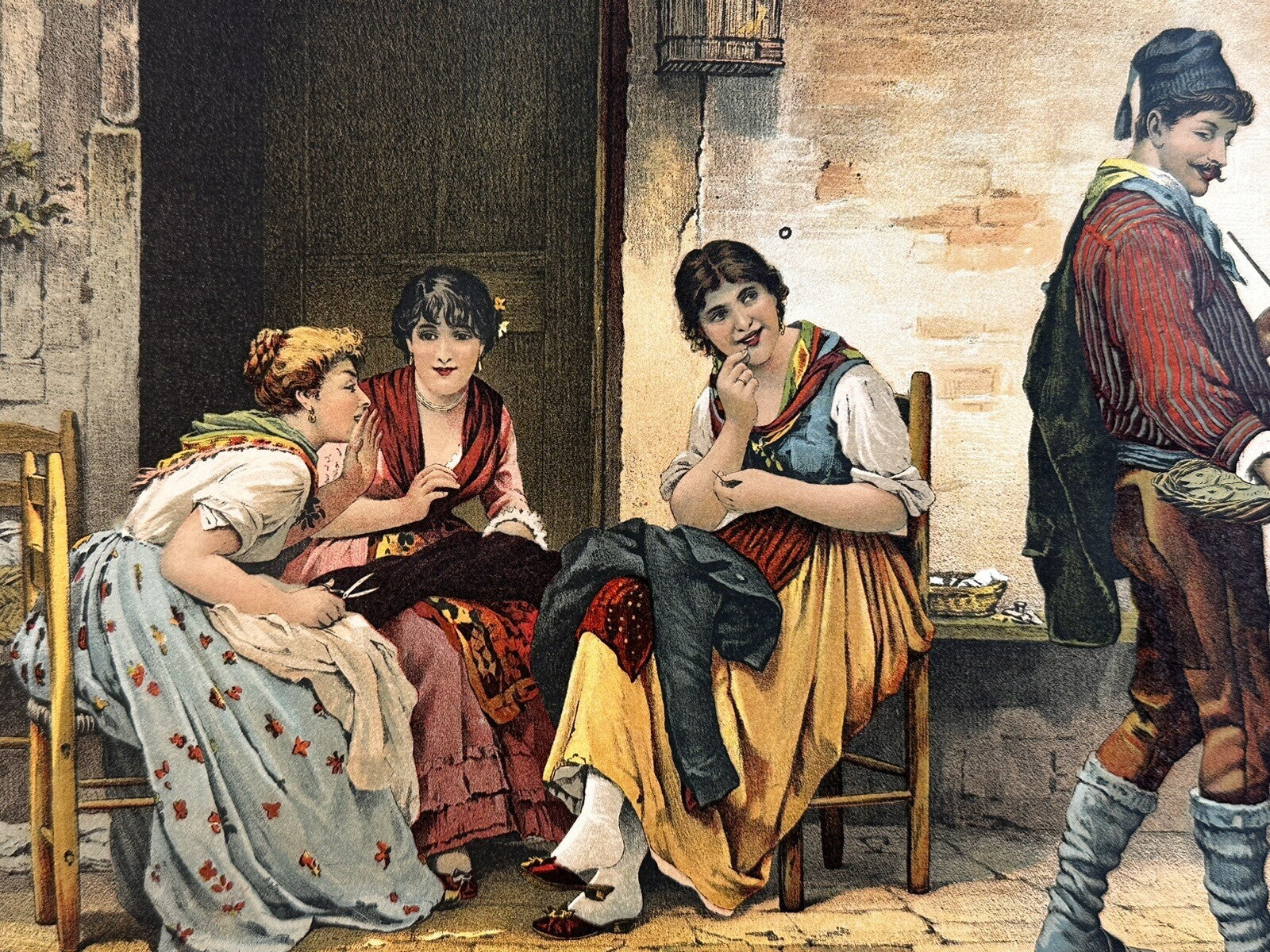 1887 "The Gossips" Chromolithograph Print | Magazine Illustration