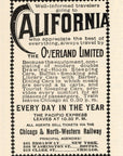1899 Chicago & North Western Railway Railroad Print Ad Overland Ltd California