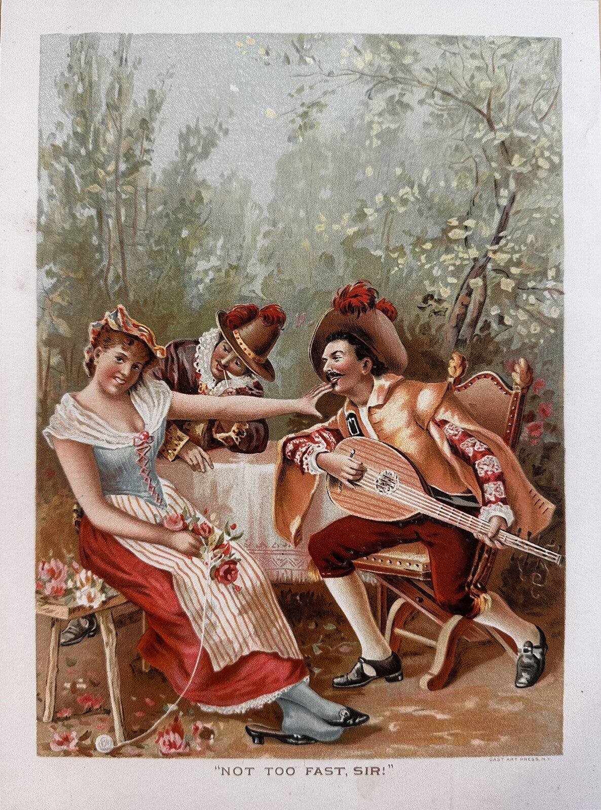 1892 "Not Too Fast, Sir!" Chromolithograph Print | Magazine Illustration