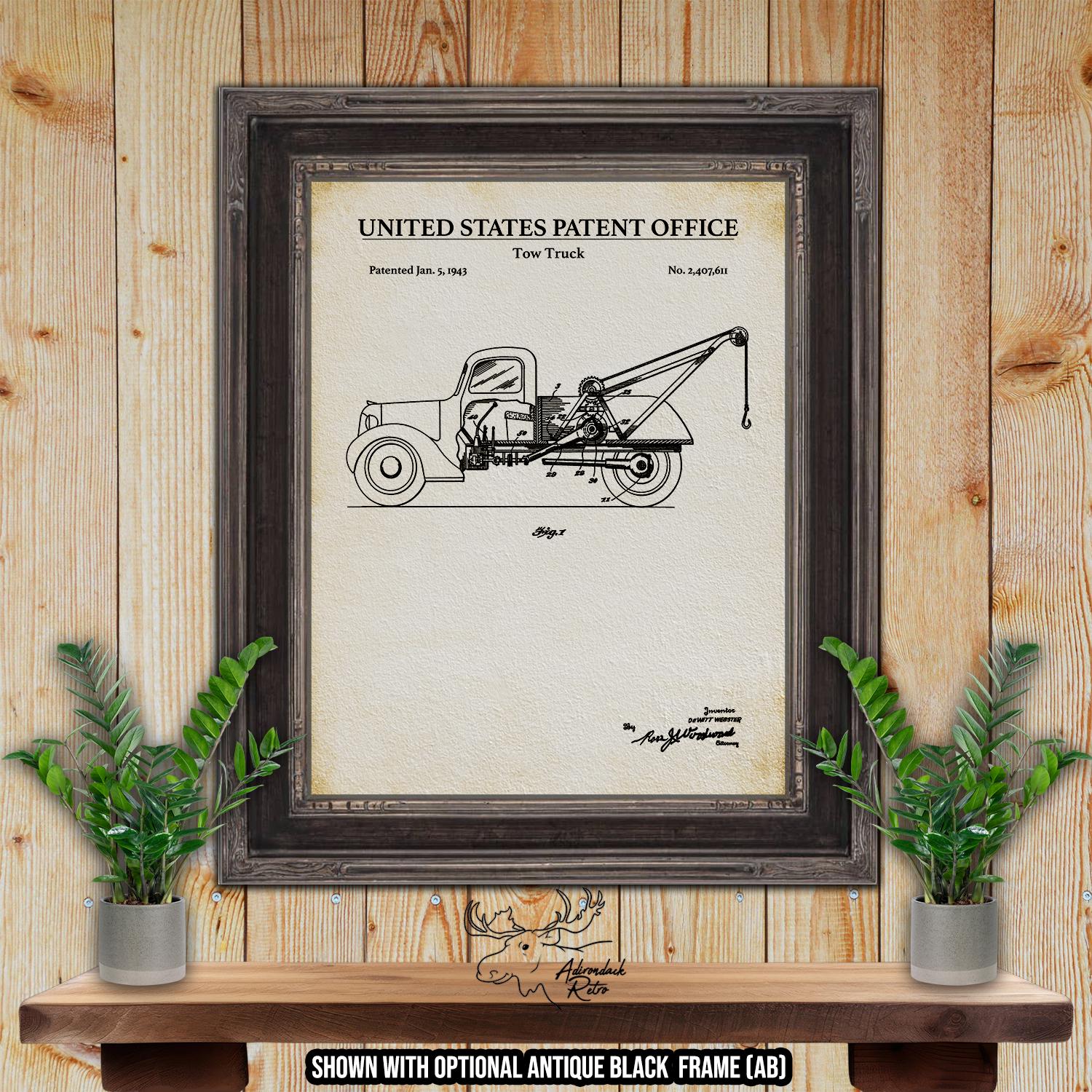 Tow Truck Patent Print - 1943 Wrecker Poster - Retro Tow Truck Invention at Adirondack Retro