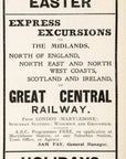 1906 Great Central Railway Print Ad Easter Express Excursions Marylebone Station