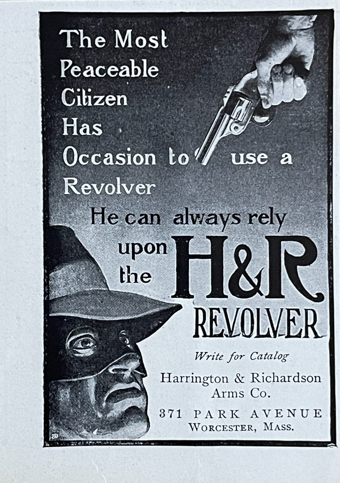 1905 Harrington & Richardson Arms Co Antique Print Ad H&R Revolver Worcester MA