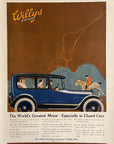 1916 Willys Knight Limousine Print Ad Blue Car Lightning Equestrian Toledo Ohio
