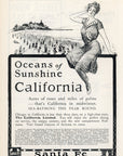 1903 Santa Fe Railroad Print Ad California Oceans Of Sunshine Illustrated Ad
