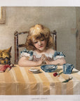 1887 "Saying Grace" Chromolithograph Print | Magazine Illustration