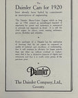 1919 Daimler Cars For 1920 Antique British Automobile Print Ad Motor Car