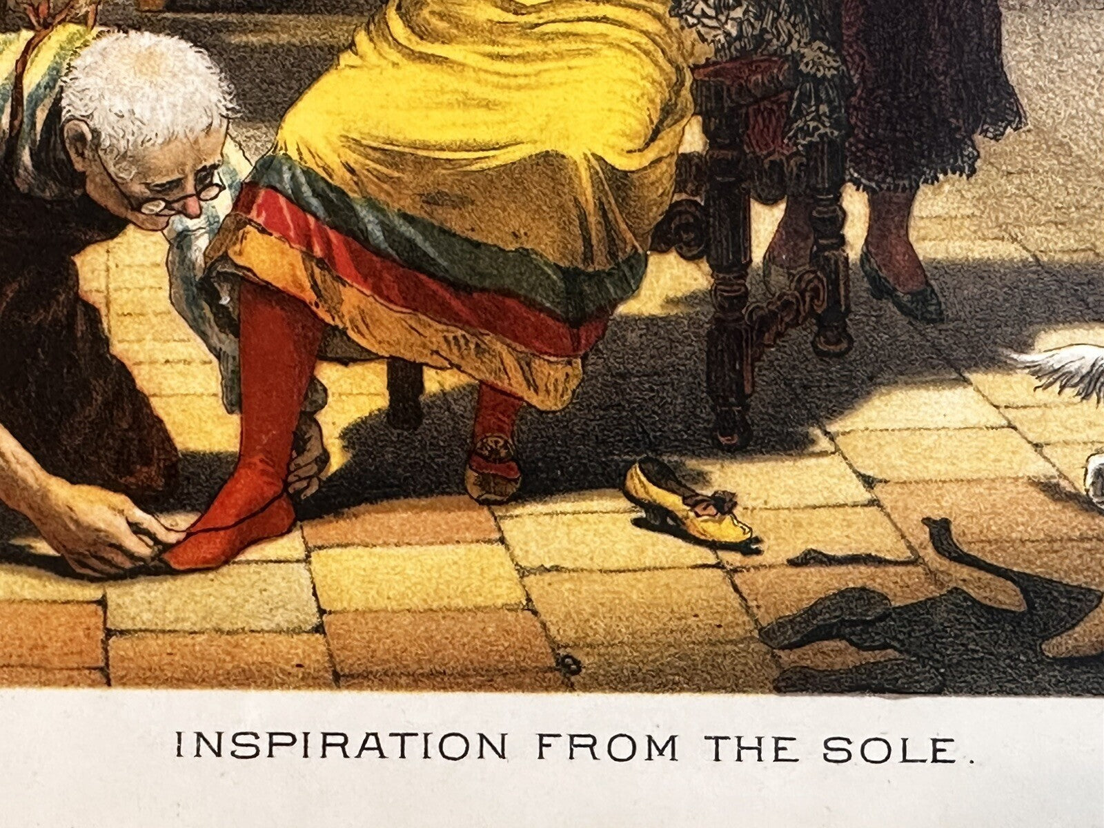 1886 "Inspiration From The Sole" Chromolithograph Print | Magazine Illustration