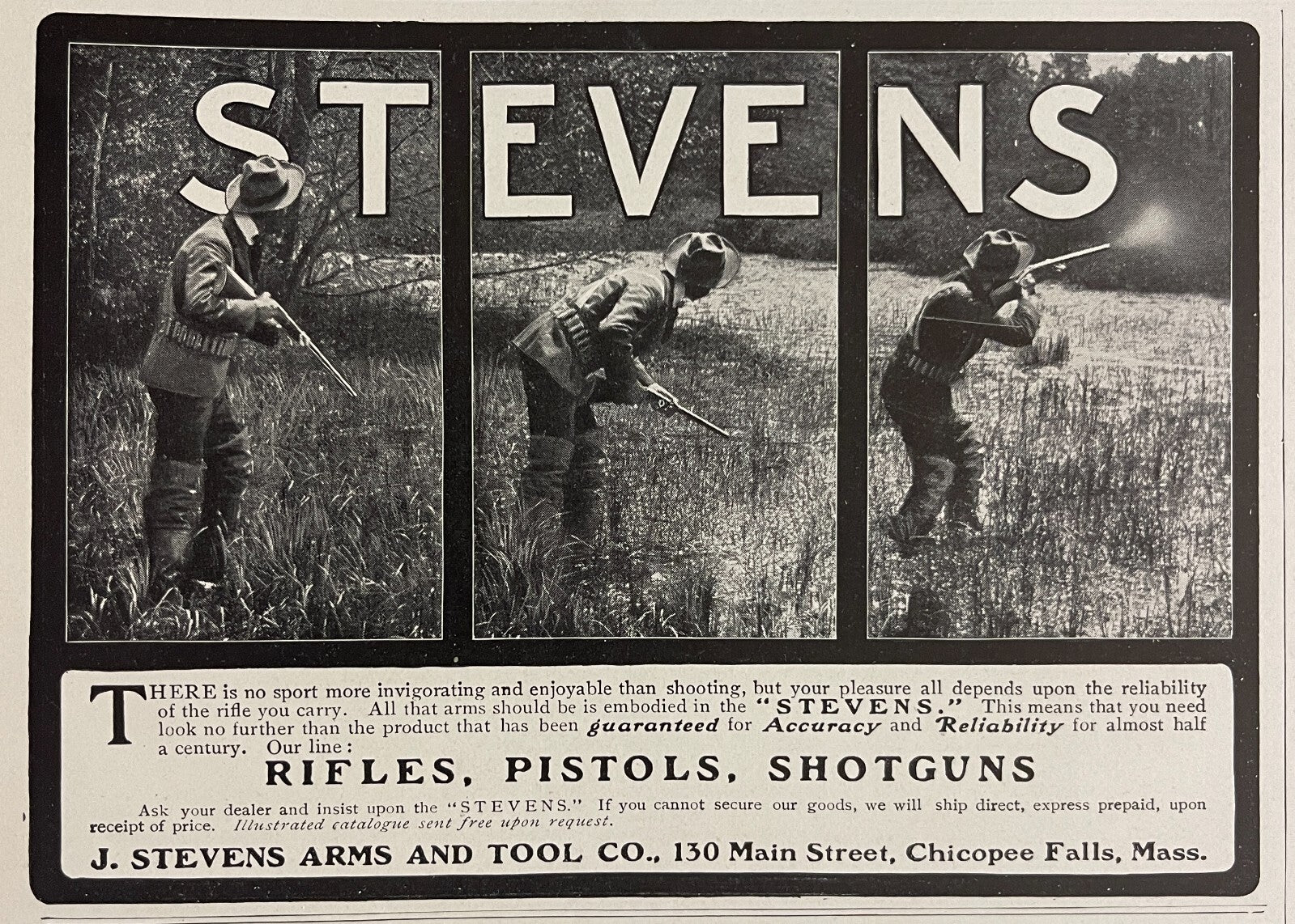 1903 Stevens Rifles Pistols Shotguns Antique Photo Print Ad Chicopee Falls MA