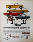 1966 Union Pacific Railroad Vintage Print Ad Railway Pickup Truck Station Wagon