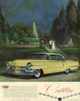 1956 Cadillac Vintage Car Print Ad Yellow Hard Top Fountain Harry Winston Jewels