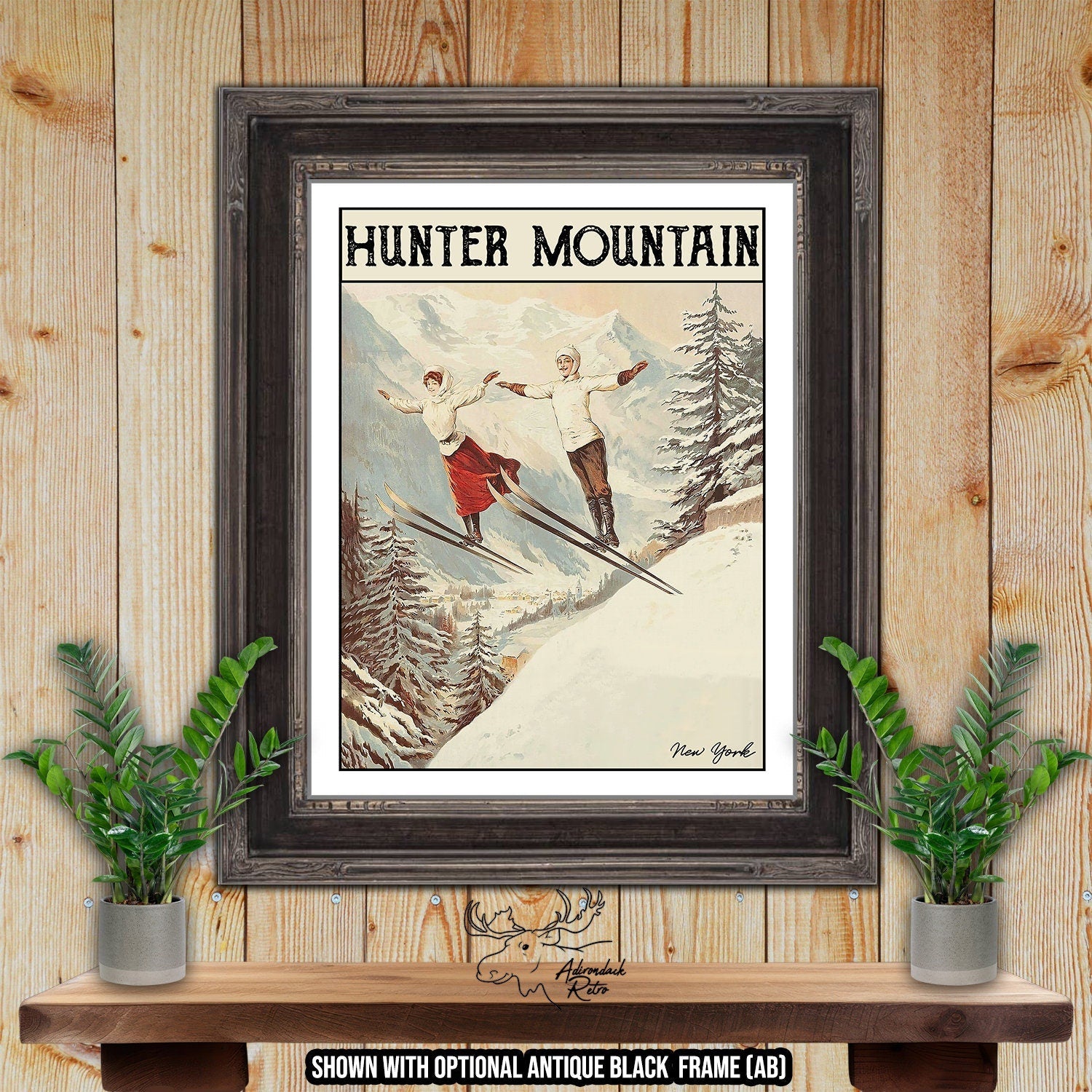 Hunter Mountain New York Retro Ski Resort Art Print at Adirondack Retro