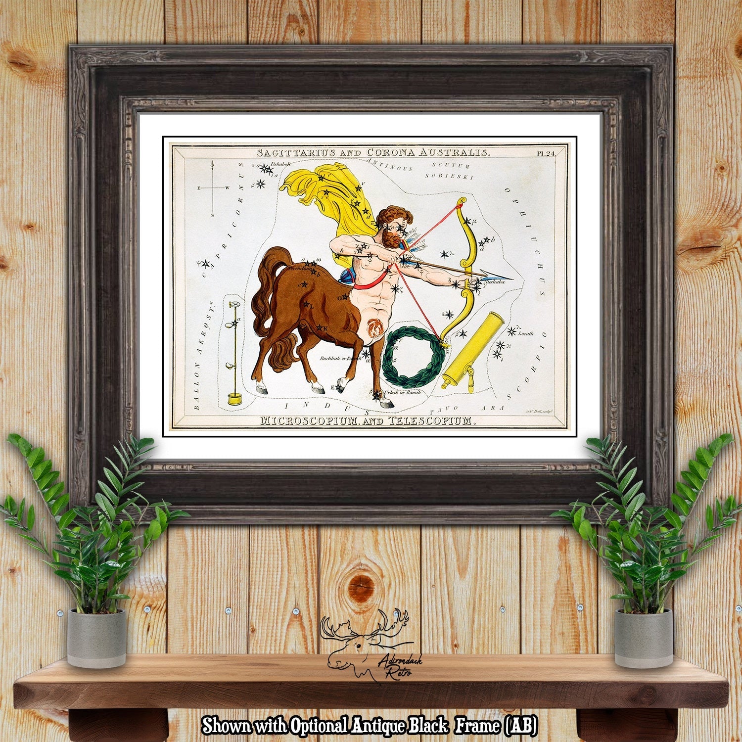 Sagittarius Constellation Star Map by Sidney Hall Fine Art Astrology Print at Adirondack Retro