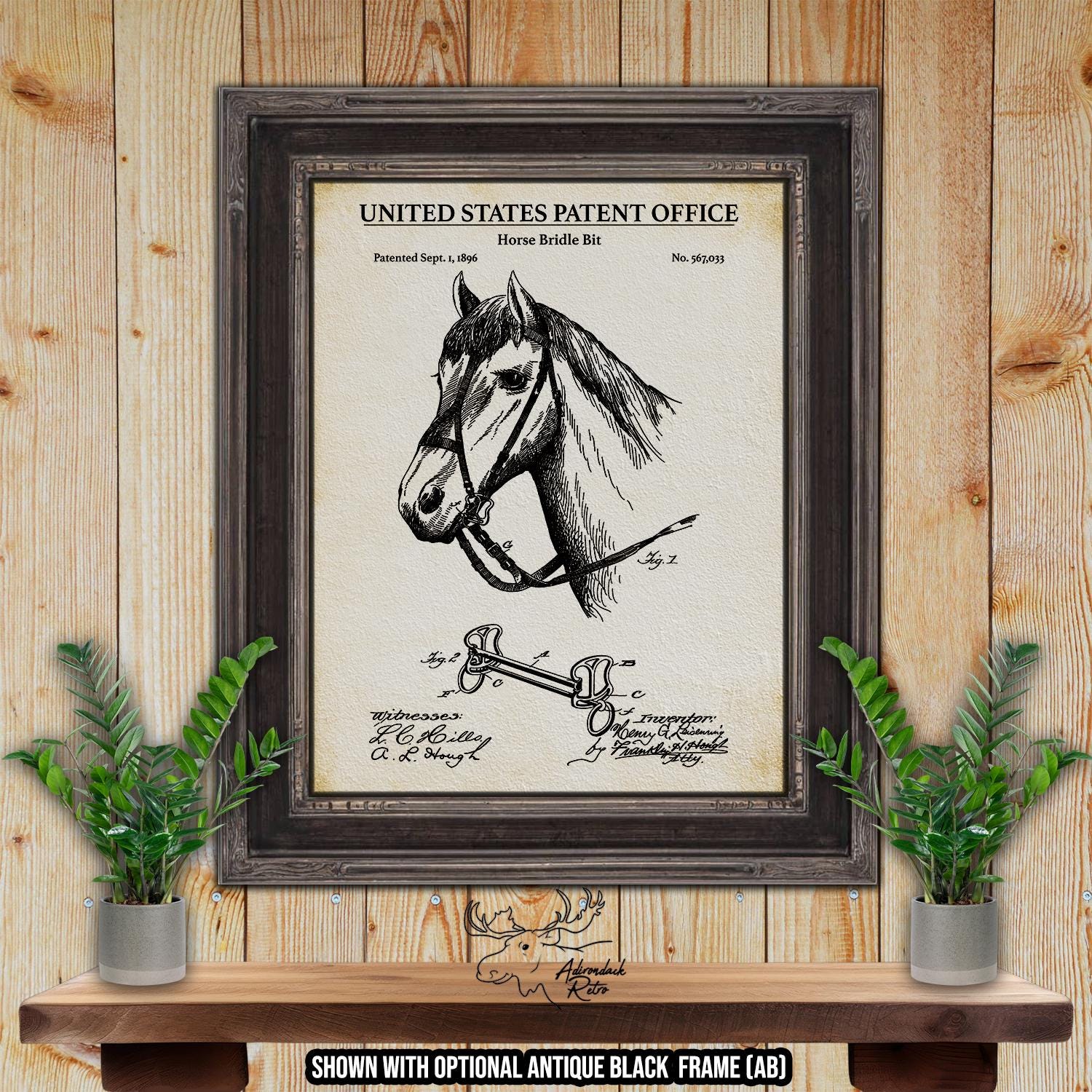 1896 Horse Bridle Bit Patent Print - Vintage Equestrian Drawing at Adirondack Retro