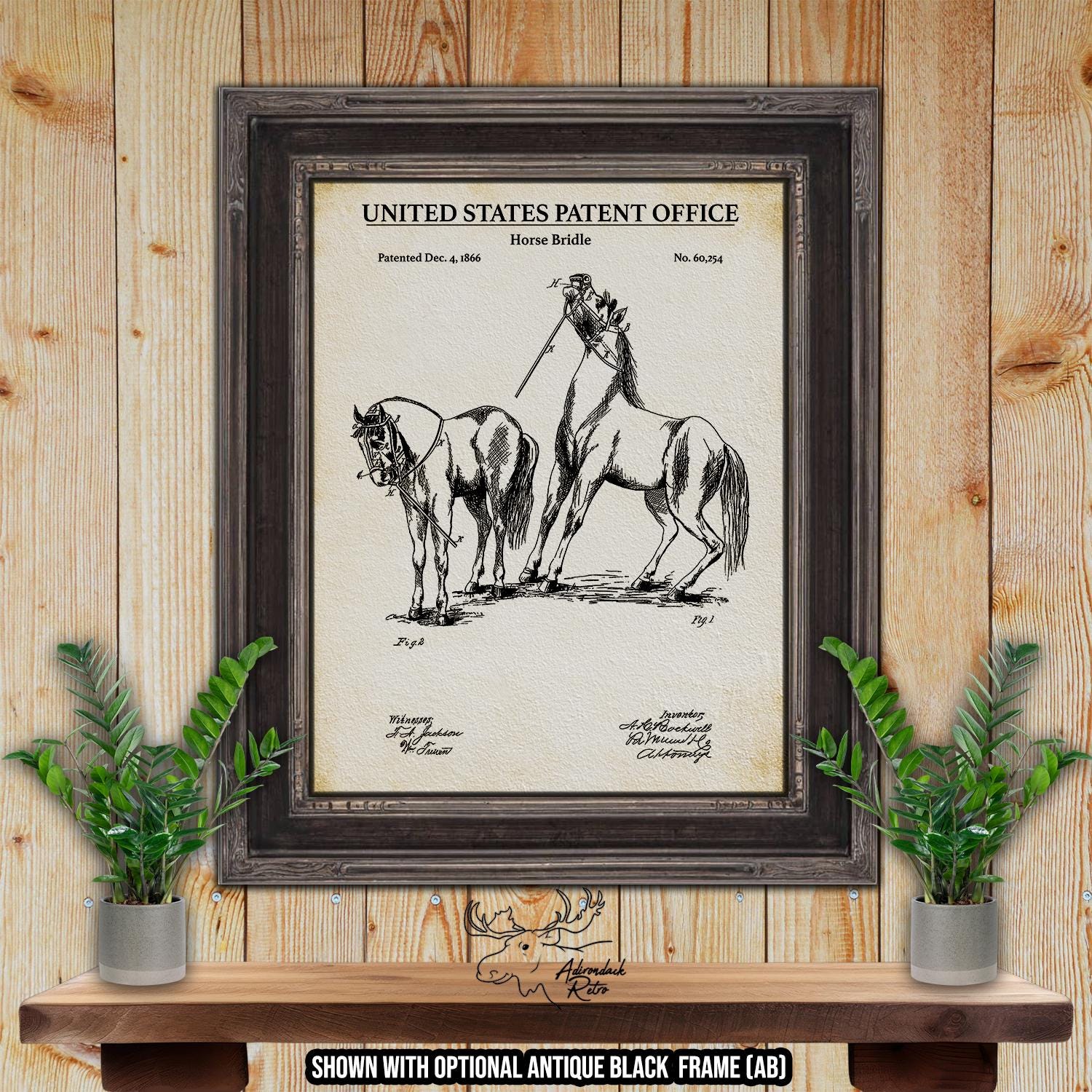 1866 Horse Bridle Patent Print - Vintage Equestrian Art at Adirondack Retro
