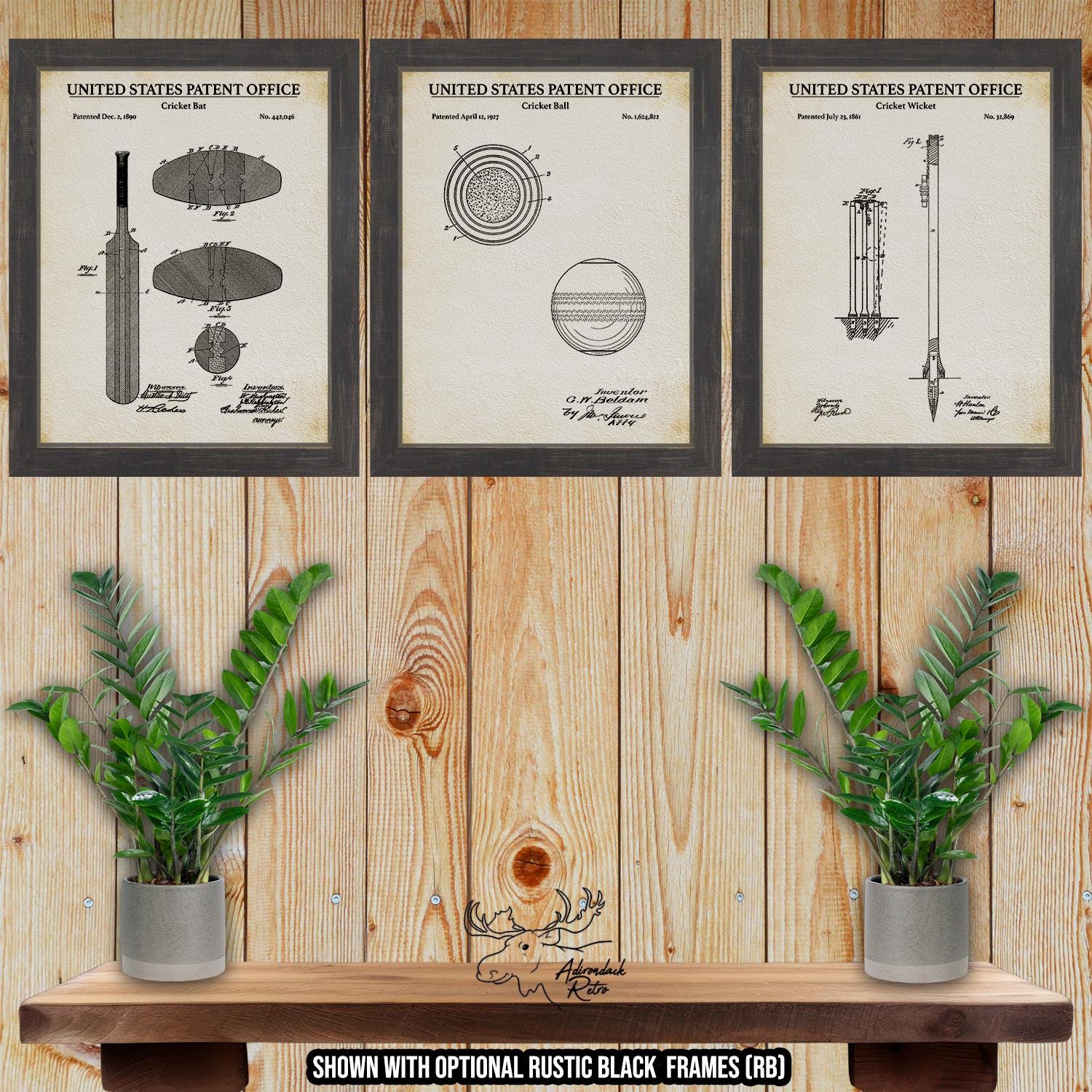 Cricket Patent Print Set of 3 - Unique Cricket Posters - Cricket Invention Blueprints at Adirondack Retro