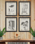Voting Machine Set of 4 Posters - Old Polling Booth Patent Prints at Adirondack Retro