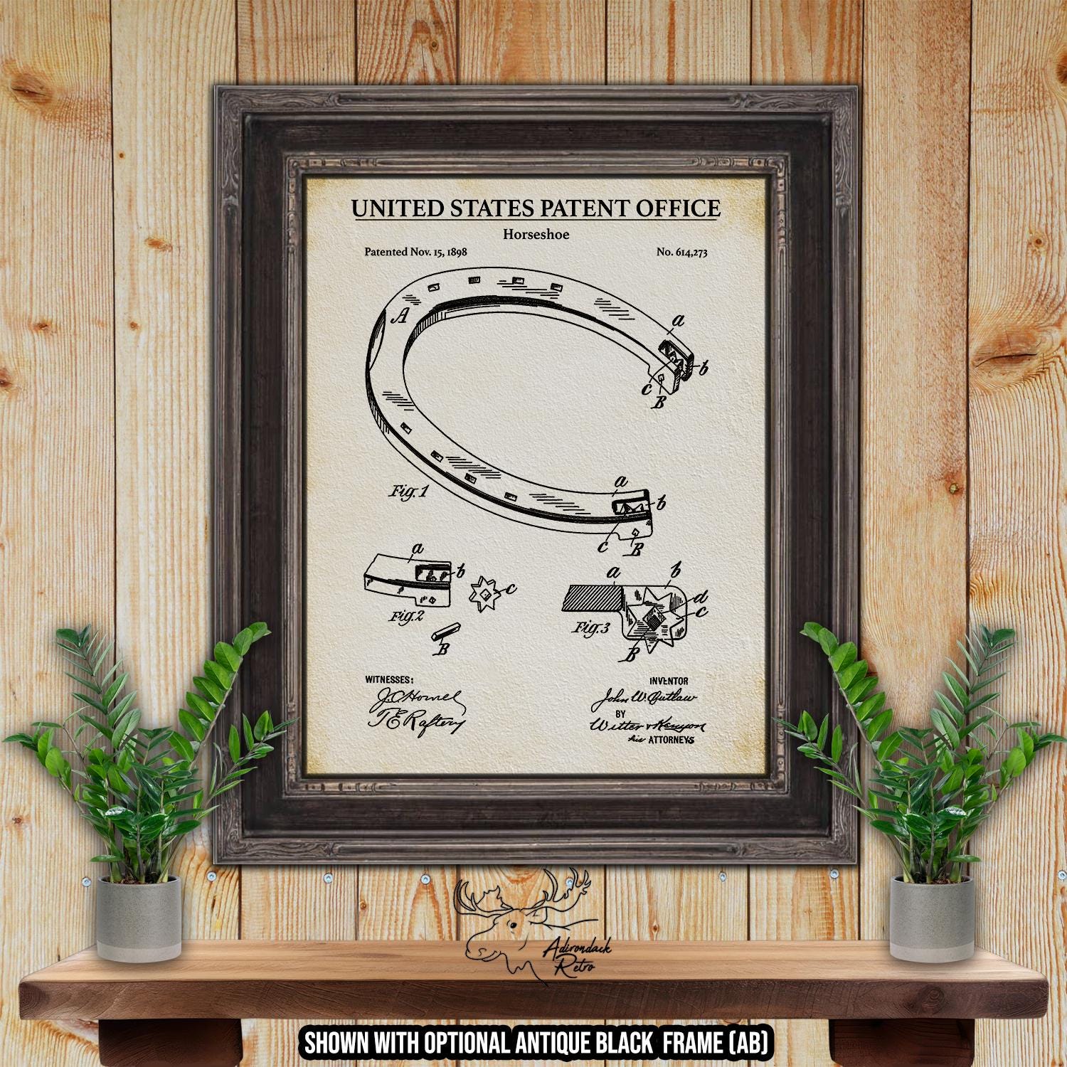1898 Horseshoe Patent Print - Equestrian Wall Art at Adirondack Retro