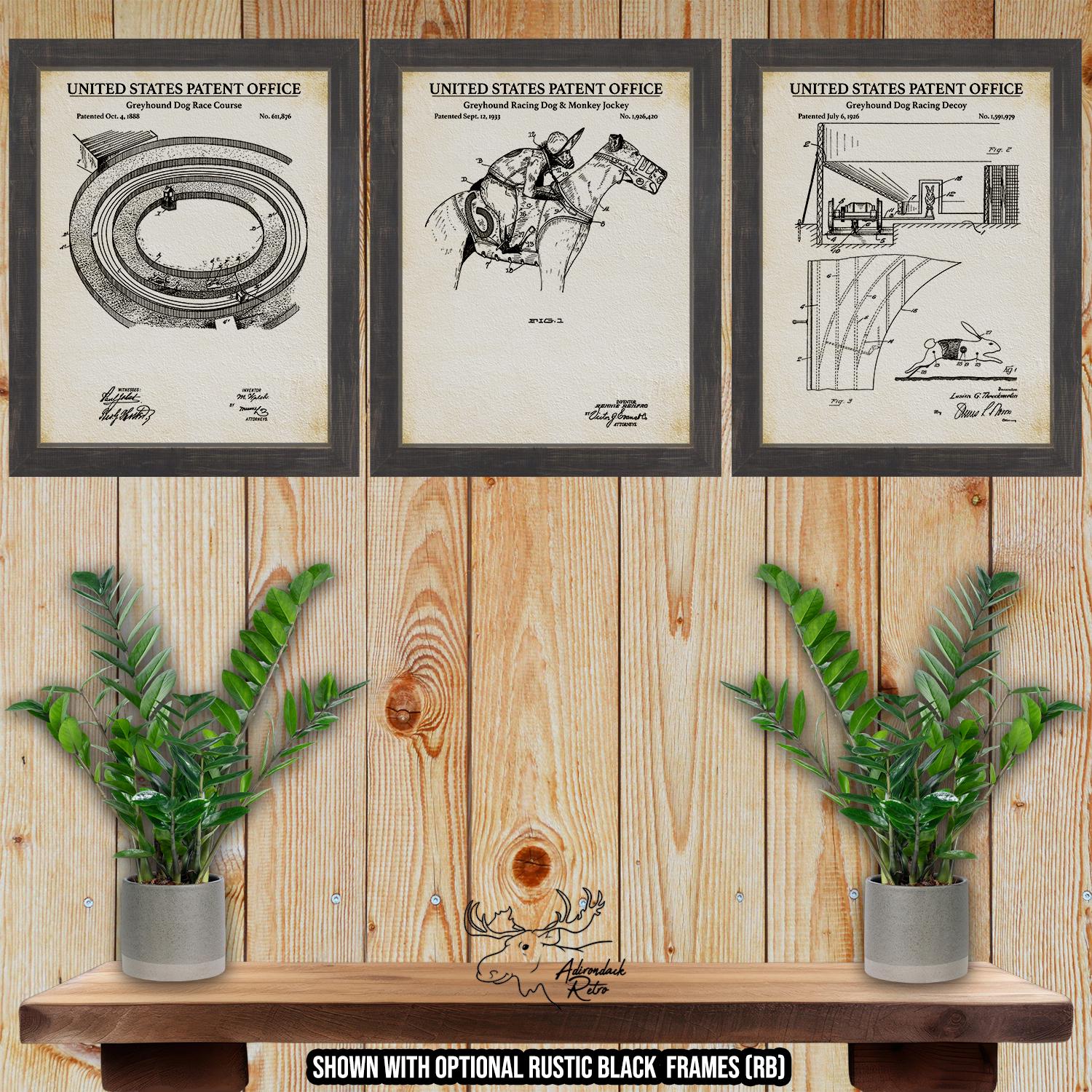 Greyhound Dog Racing Patent Print Set of Adirondack Retro