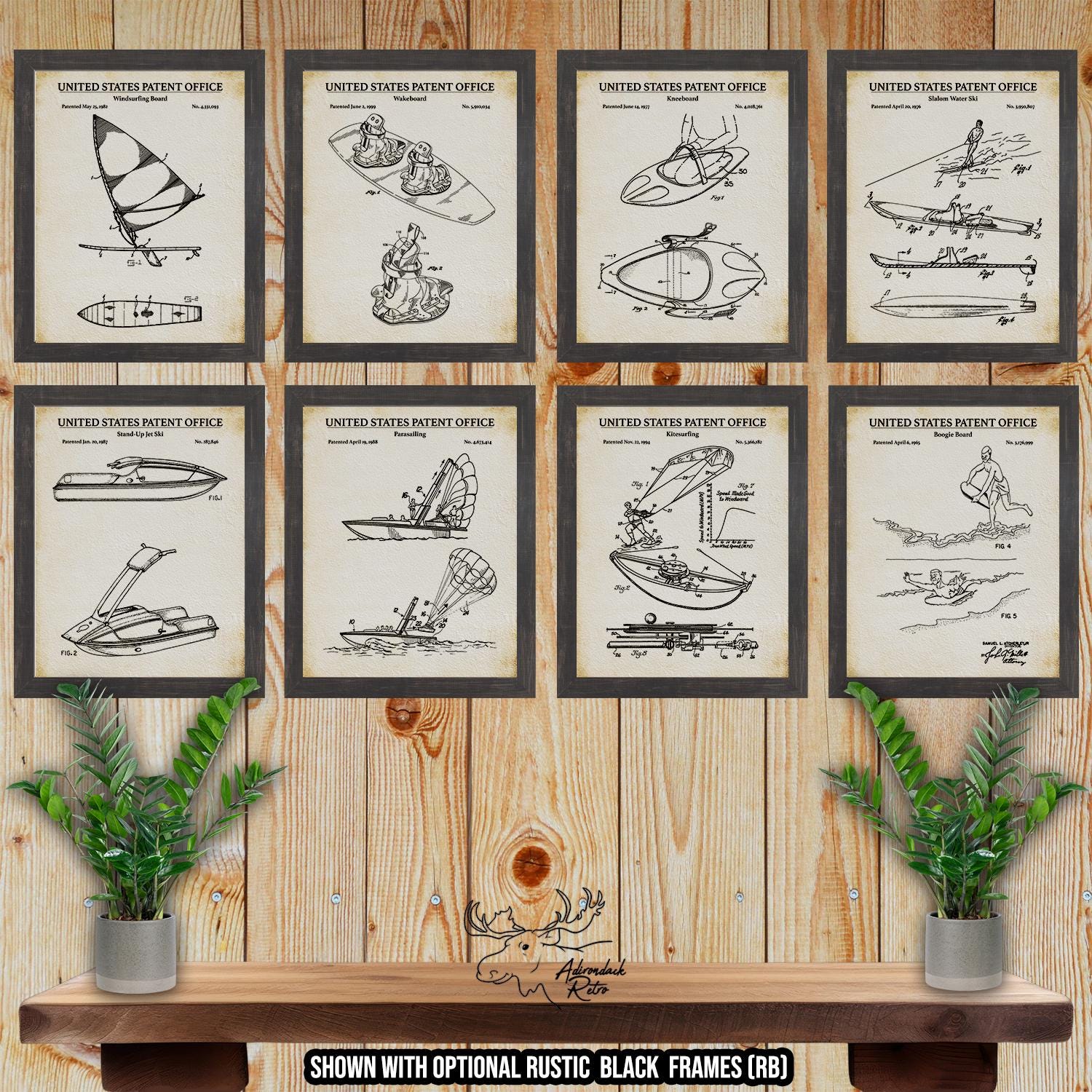 Water Sports Set of 8 Patent Prints - Water Sports Posters at Adirondack Retro