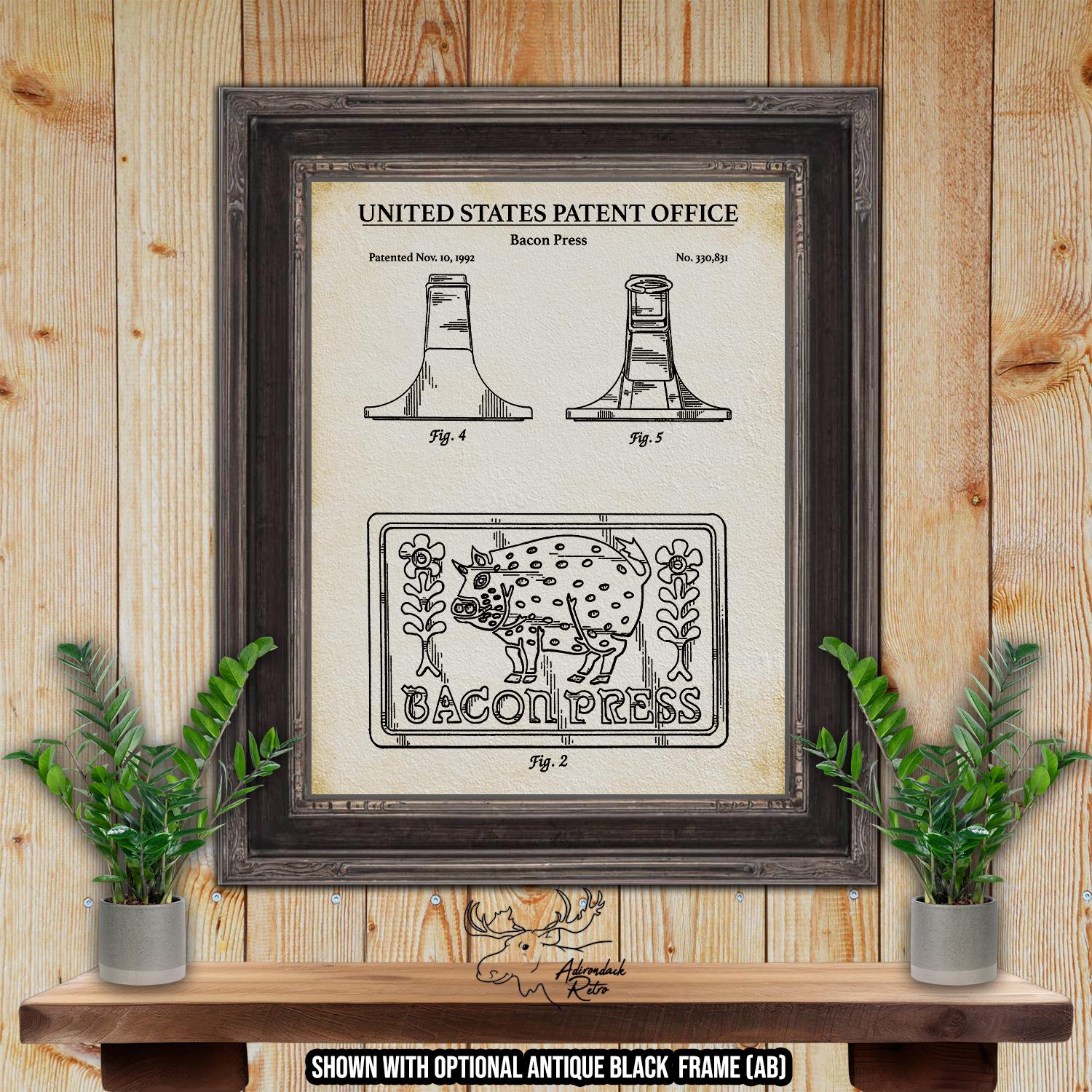 Bacon Press Patent Print - Bacon Poster - Kitchen Wall Art at Adirondack Retro