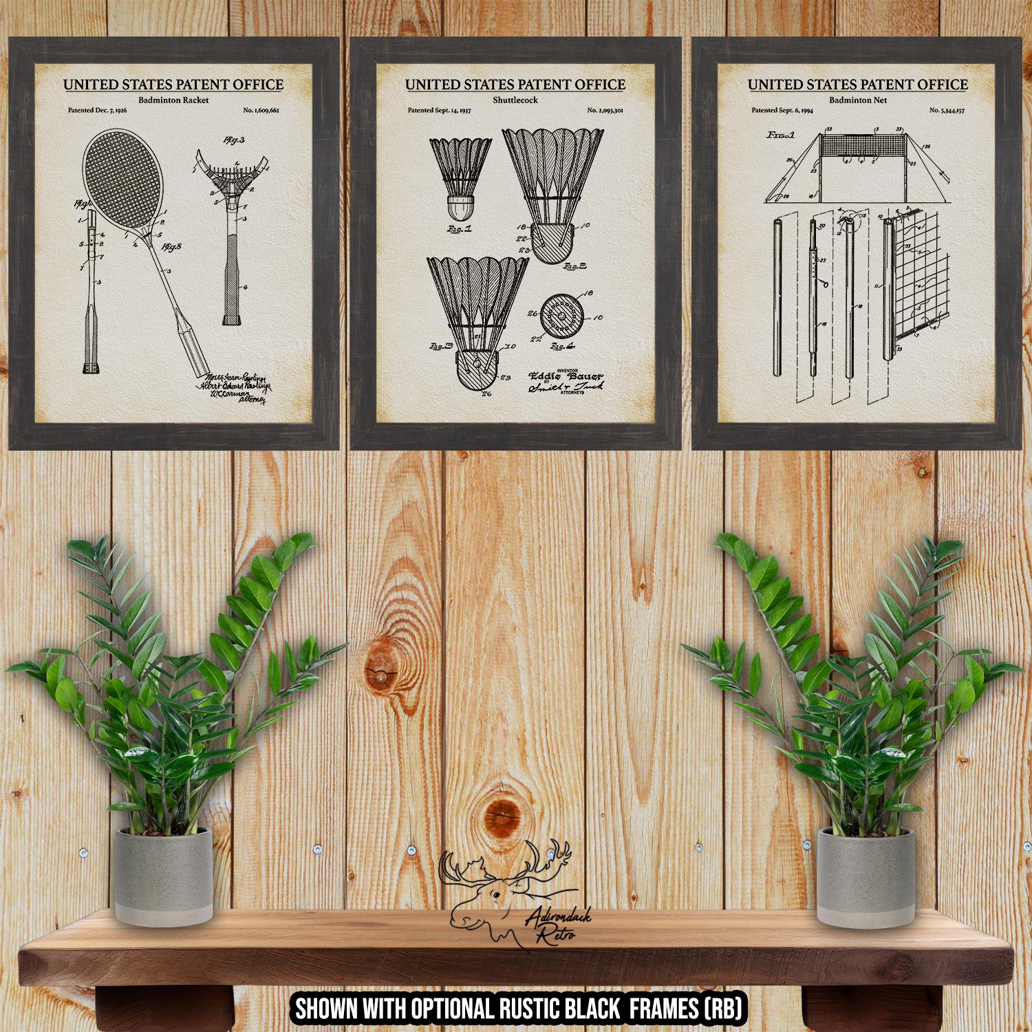 Badminton Patent Print Set of 3 - Badminton Drawings at Adirondack Retro