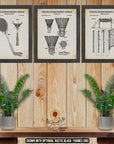 Badminton Patent Print Set of 3 - Badminton Drawings at Adirondack Retro