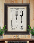 Cutlery Patent Print - Silverware Poster - Kitchen Utensils Invention at Adirondack Retro