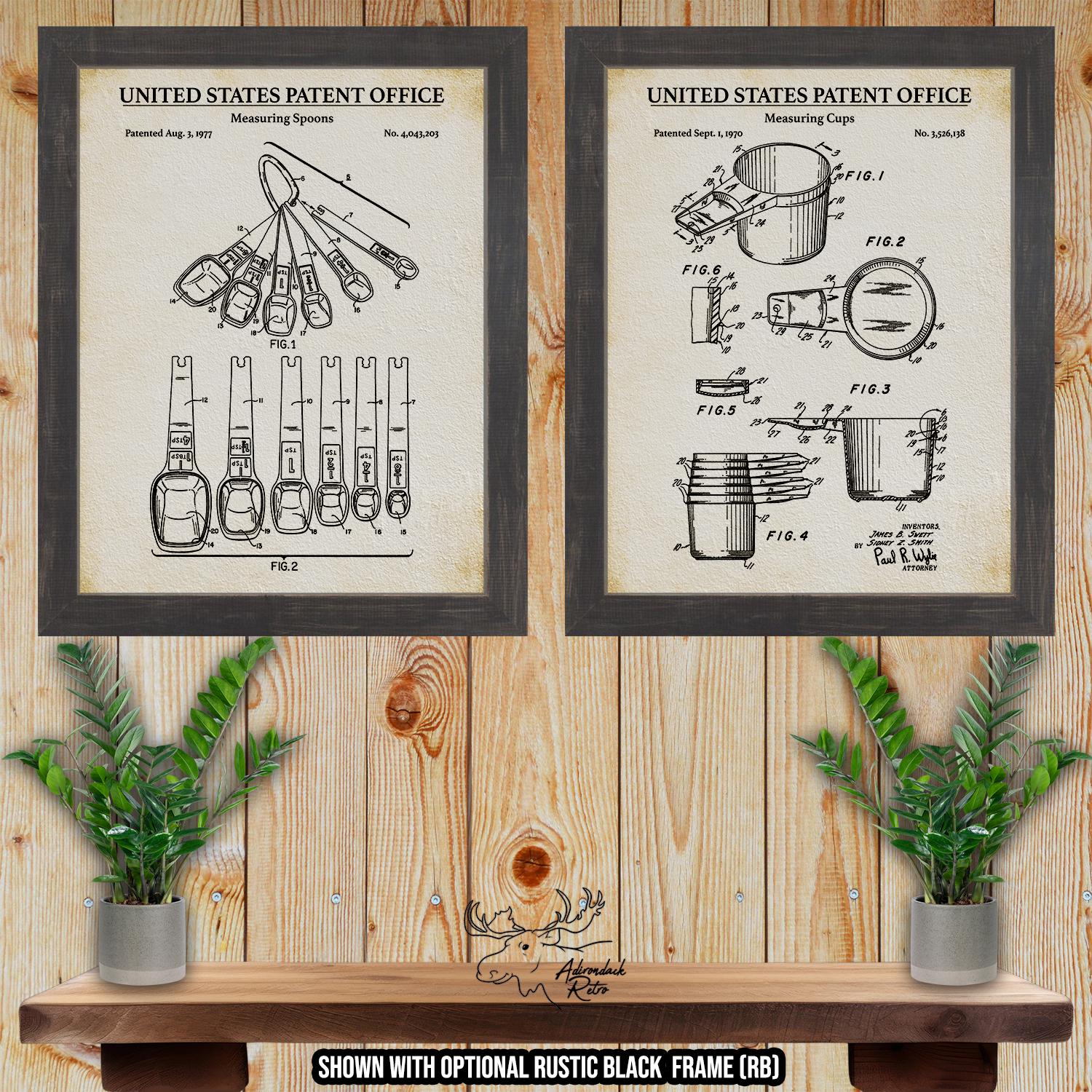 Kitchen Utensil Patent Print Set of 2 - Retro Baking Posters - Kitchen Measuring Inventions at Adirondack Retro