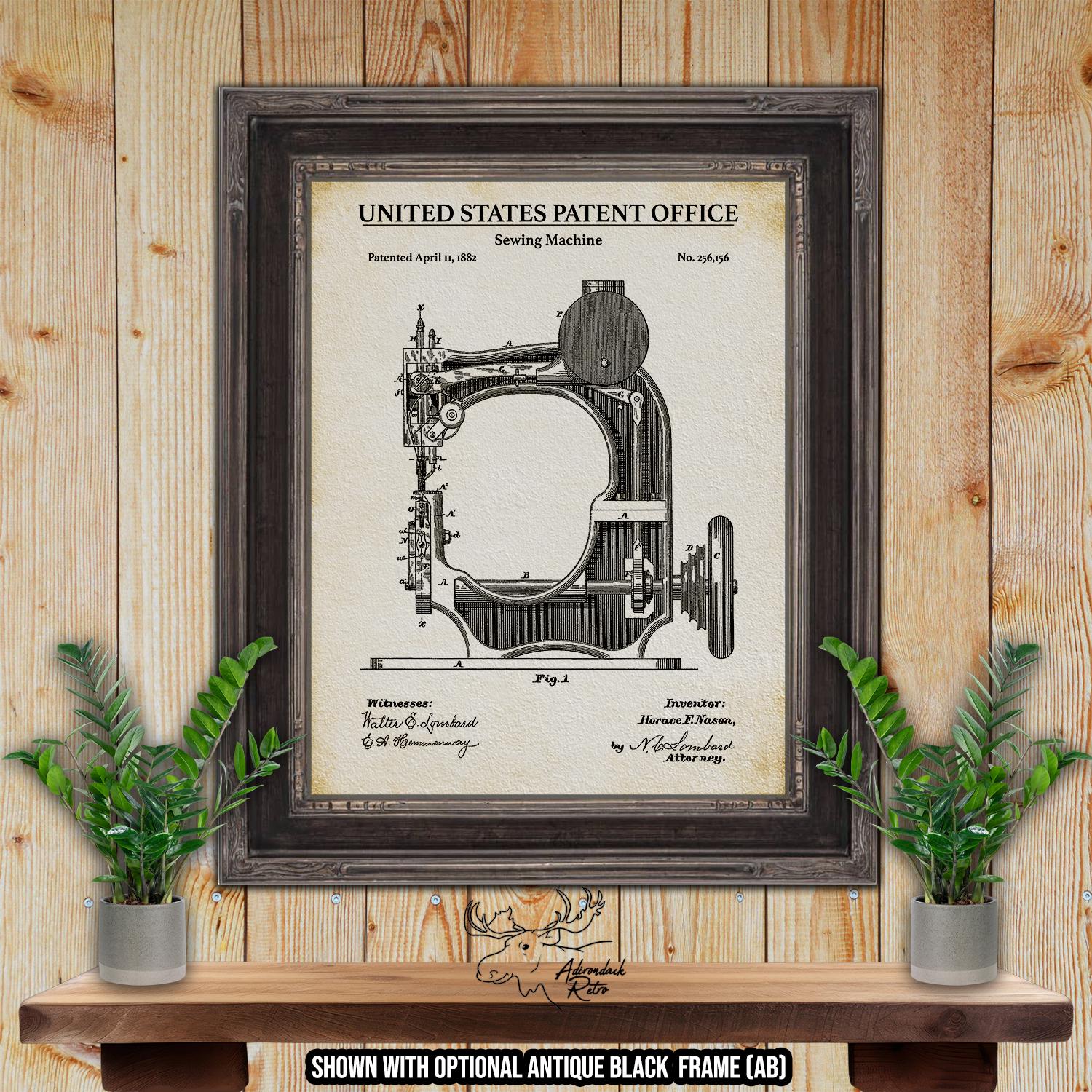 Sewing Machine Patent Print - 1882 Sewing Invention at Adirondack Retro