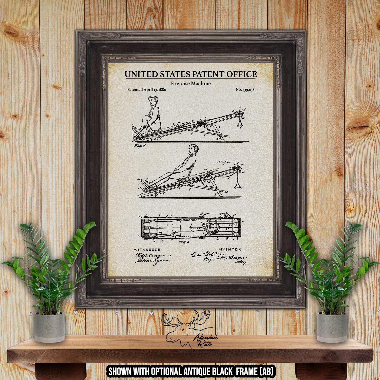 Exercise Machine Patent Print - Home Gym Poster - 1886 Fitness Equipment Invention at Adirondack Retro