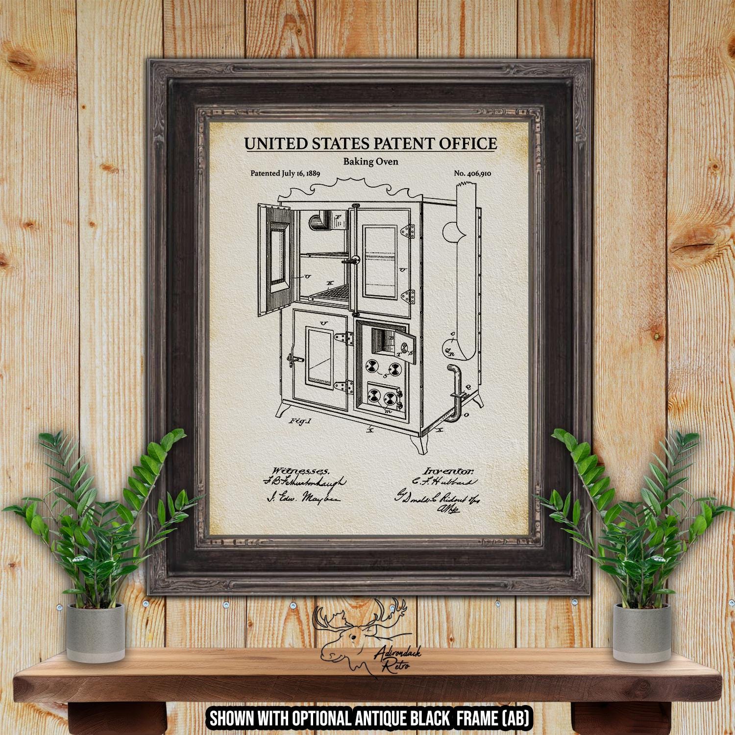 Baking Oven Patent Print - 1889 Kitchen Appliance Invention at Adirondack Retro