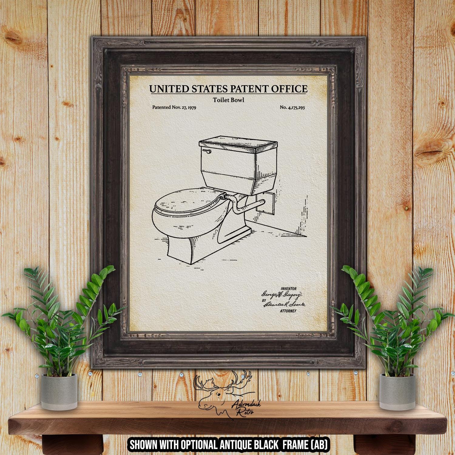 Toilet Bowl 1979 Patent Print | Adirondack Retro, image size:1500x1500