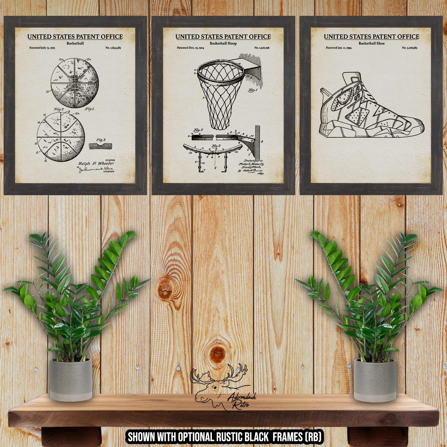 Basketball Patent Print Set of 3 - Basketball Invention Posters at Adirondack Retro