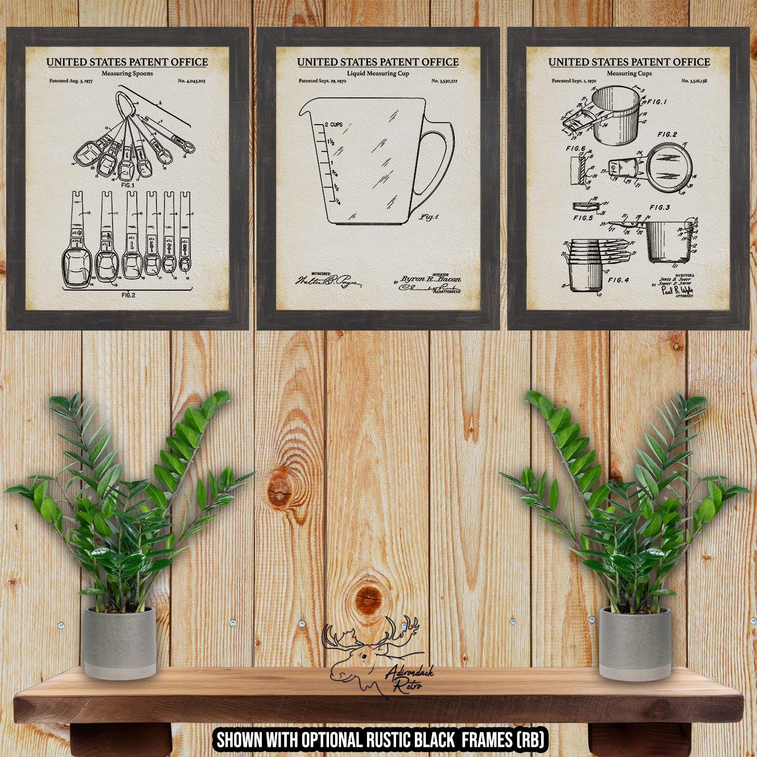 Kitchen Measuring Utensil Patent Print Set of 3 - Retro Baking Posters at Adirondack Retro