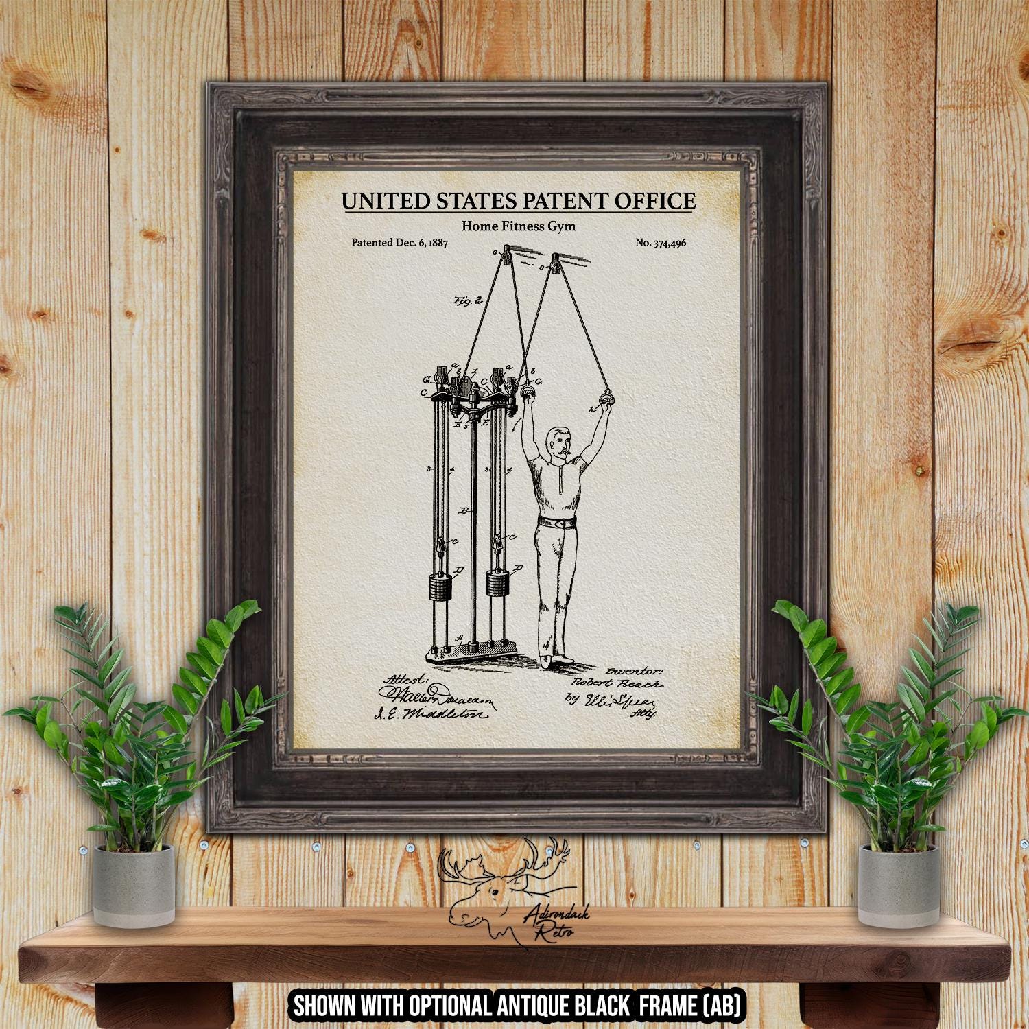 Home Fitness Gym Patent Print - Home Gym Poster - 1887 Exercise Equipment Invention at Adirondack Retro