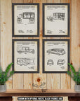 Funeral Car Patent Print Set of 4 - Hearse Poster Set - Vintage Funeral Inventions at Adirondack Retro