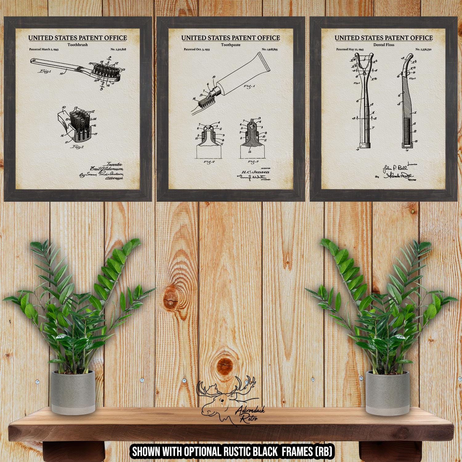 Bathroom Patent Print Set of 3 - Bathroom Inventions at Adirondack Retro