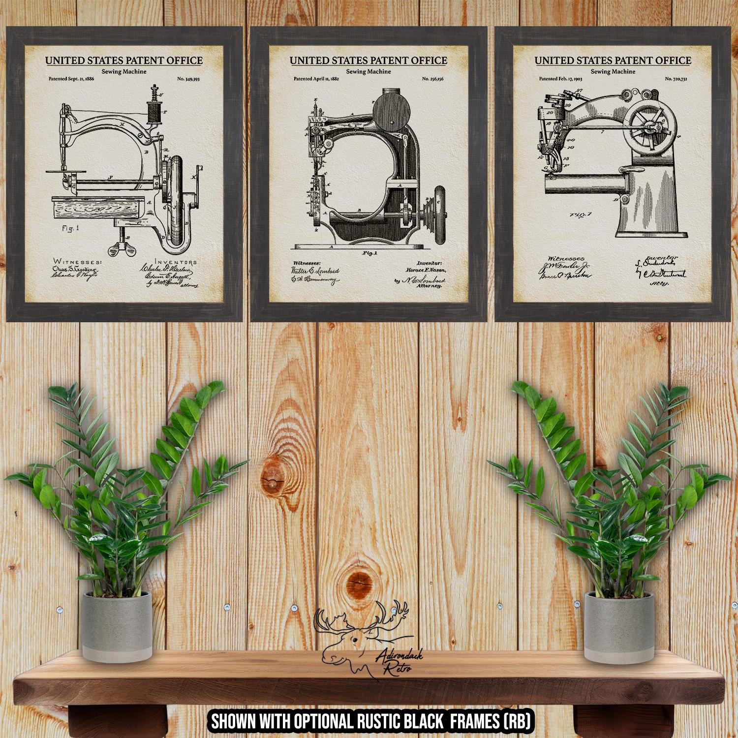 Sewing Machine Patent Print Set of 3 - Sewing Inventions at Adirondack Retro