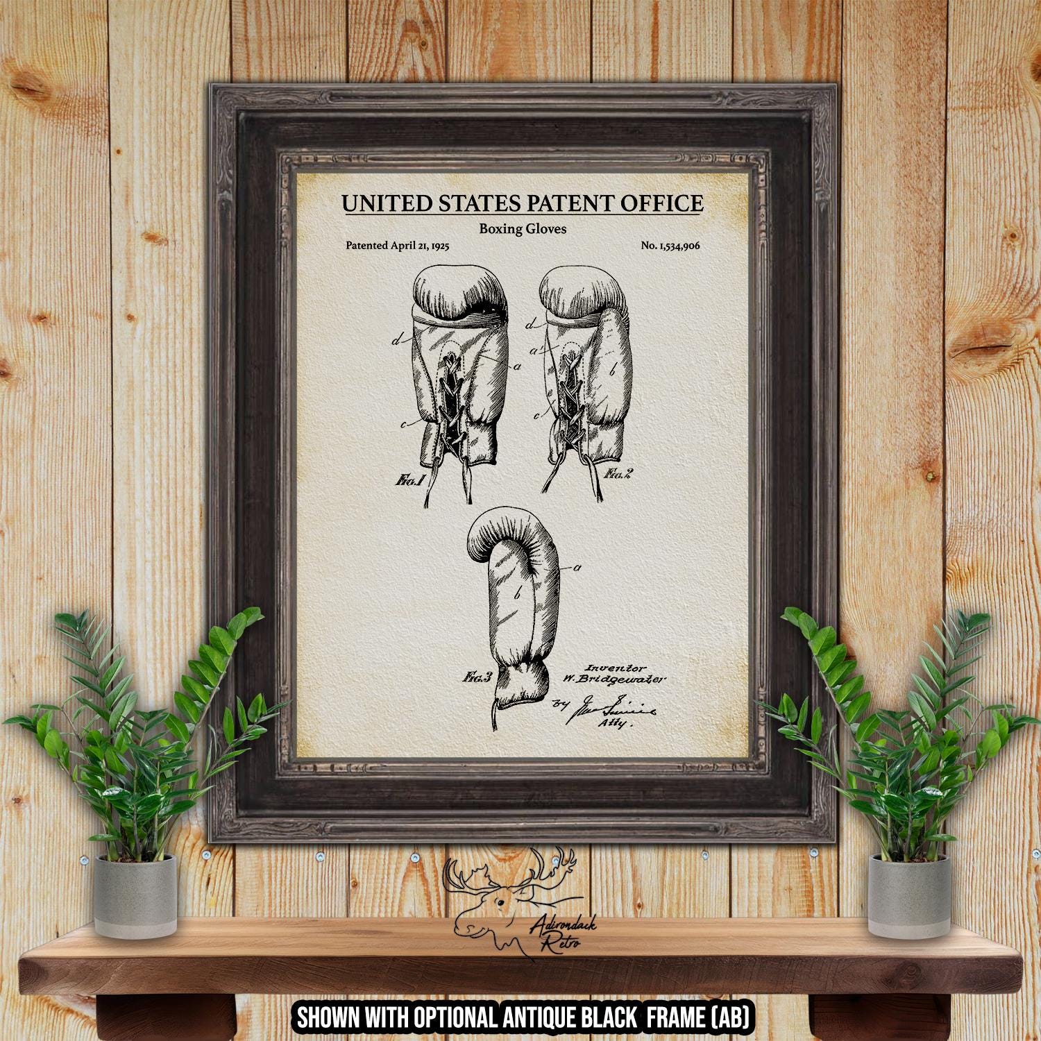 Boxing Gloves Patent Print - Home Gym Poster - 1925 Boxing Invention at Adirondack Retro