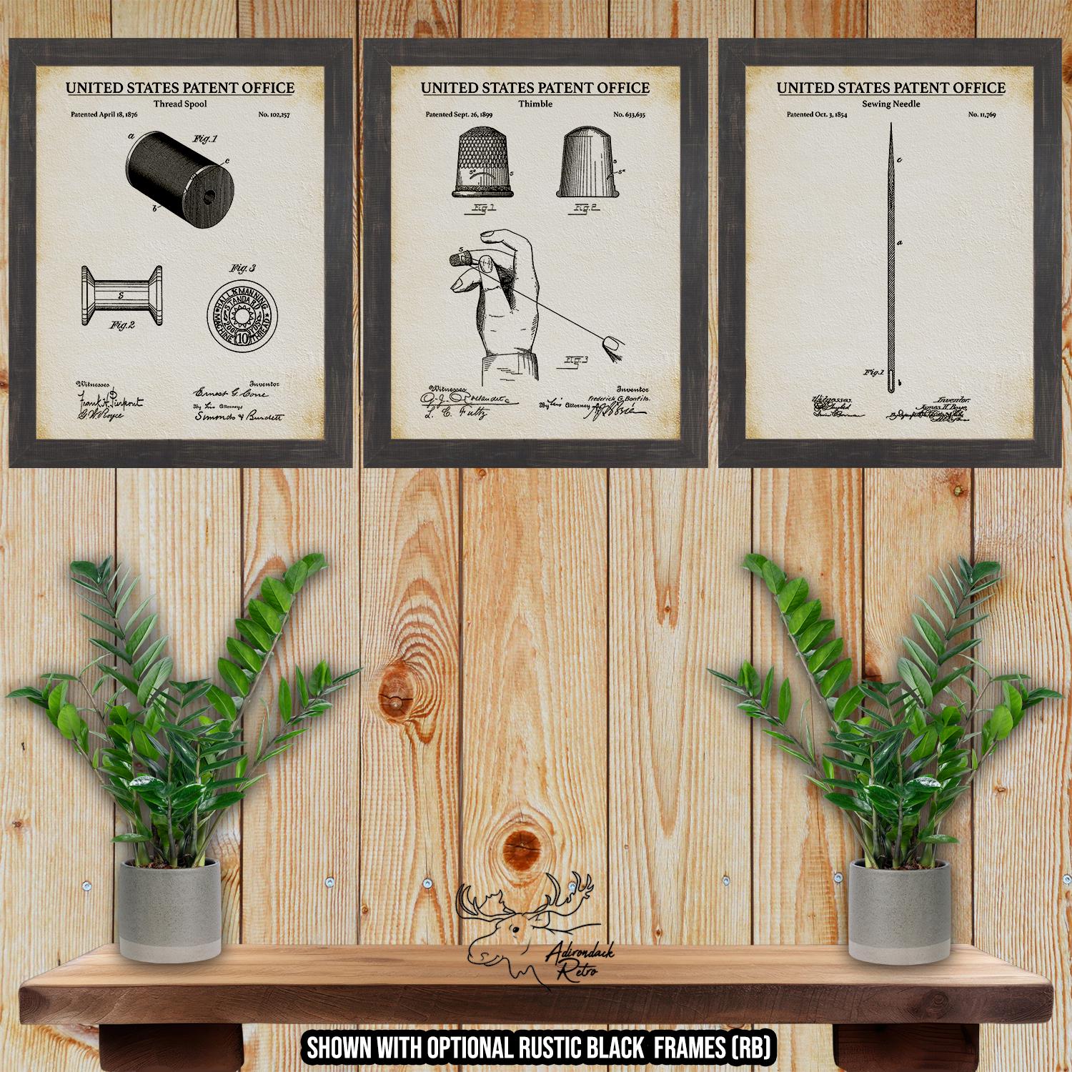 Sewing Patent Print Set of 3 - Sewing Inventions at Adirondack Retro