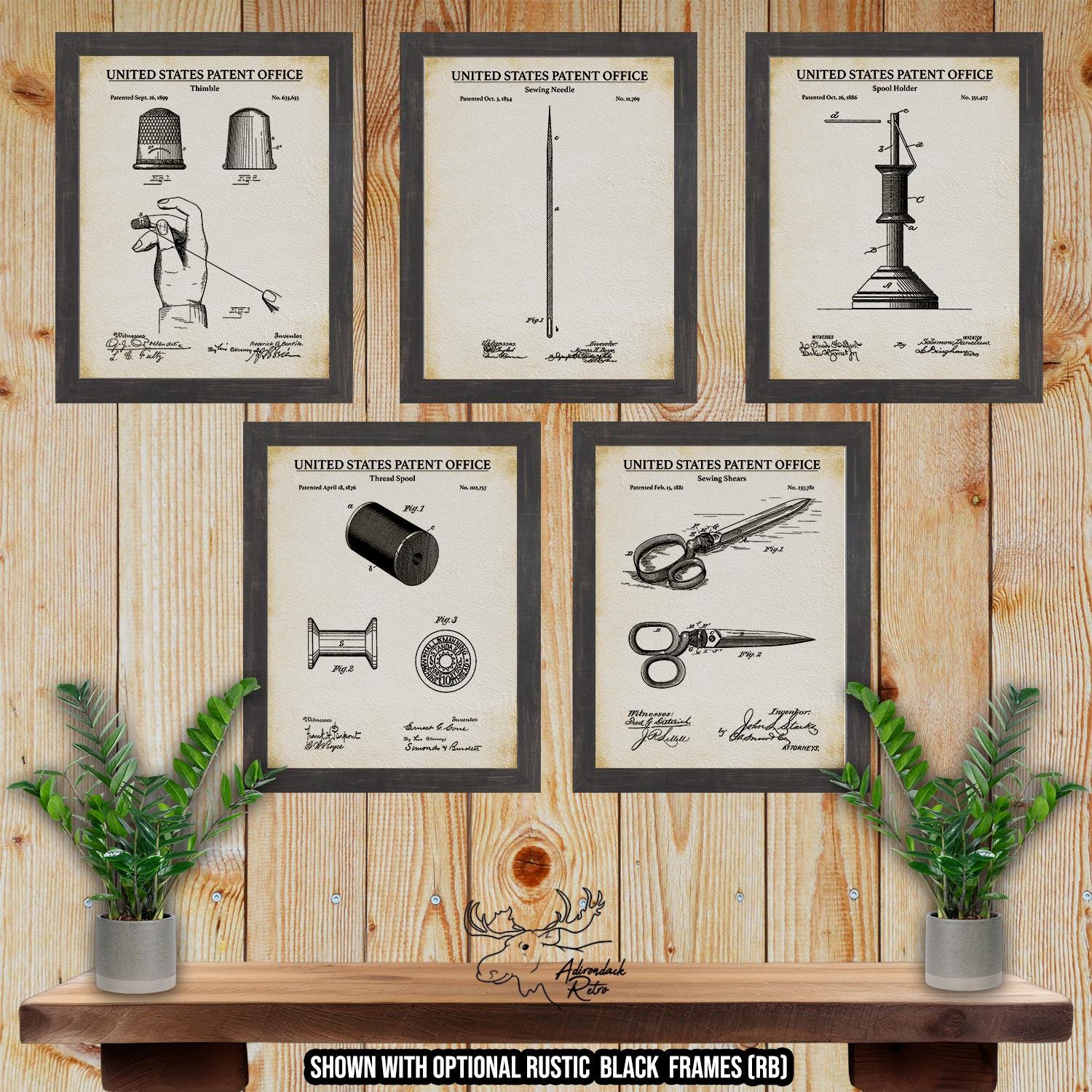 Sewing Patent Print Set of 5 - Sewing Inventions - Sewing Posters at Adirondack Retro