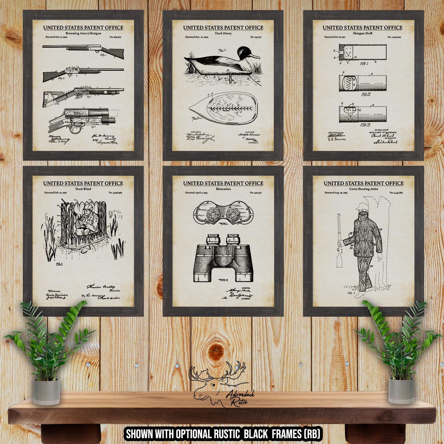 Duck Hunting Patent Print Set of 6 - Duck Hunting Inventions at Adirondack Retro